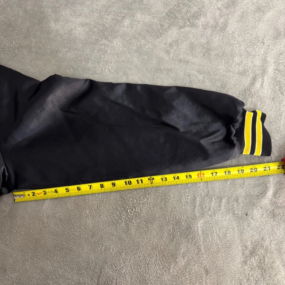 King‎ Louie Pro Fit Bomber Jacket Men L Black Paperworkers Union Satin Vintage